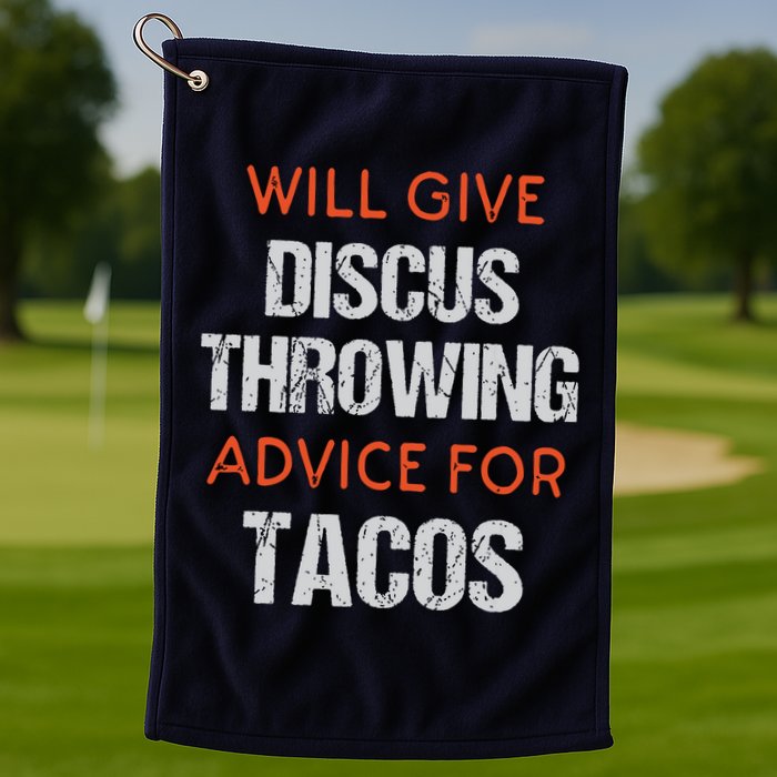 Track Field Events Throwing Humor Funny Discus Thrower Golf Towel