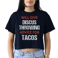 Track Field Events Throwing Humor Funny Discus Thrower Crop Top