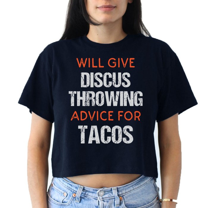 Track Field Events Throwing Humor Funny Discus Thrower Crop Top