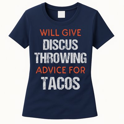 Track Field Events Throwing Humor Funny Discus Thrower Womens T-Shirt