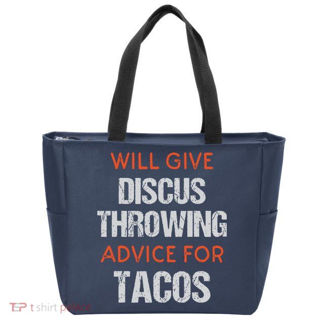Track Field Events Throwing Humor Funny Discus Thrower Zip Tote Bag