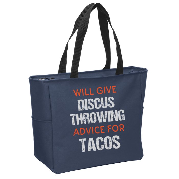 Track Field Events Throwing Humor Funny Discus Thrower Zip Tote Bag