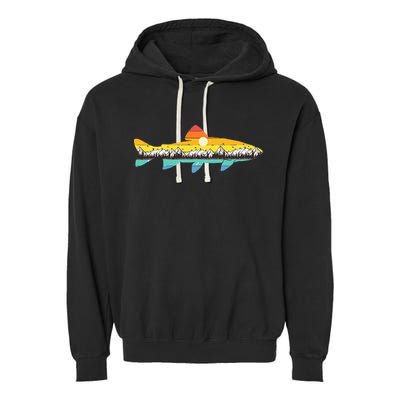 Trout Fly Fishing Outdoor Forest Nature Wildlife Fisherman Garment-Dyed Fleece Hoodie