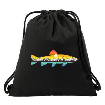 Trout Fly Fishing Outdoor Forest Nature Wildlife Fisherman Drawstring Bag
