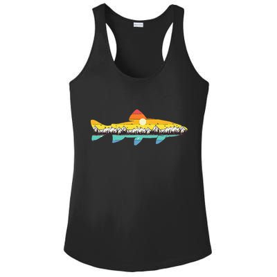 Trout Fly Fishing Outdoor Forest Nature Wildlife Fisherman Ladies PosiCharge Competitor Racerback Tank