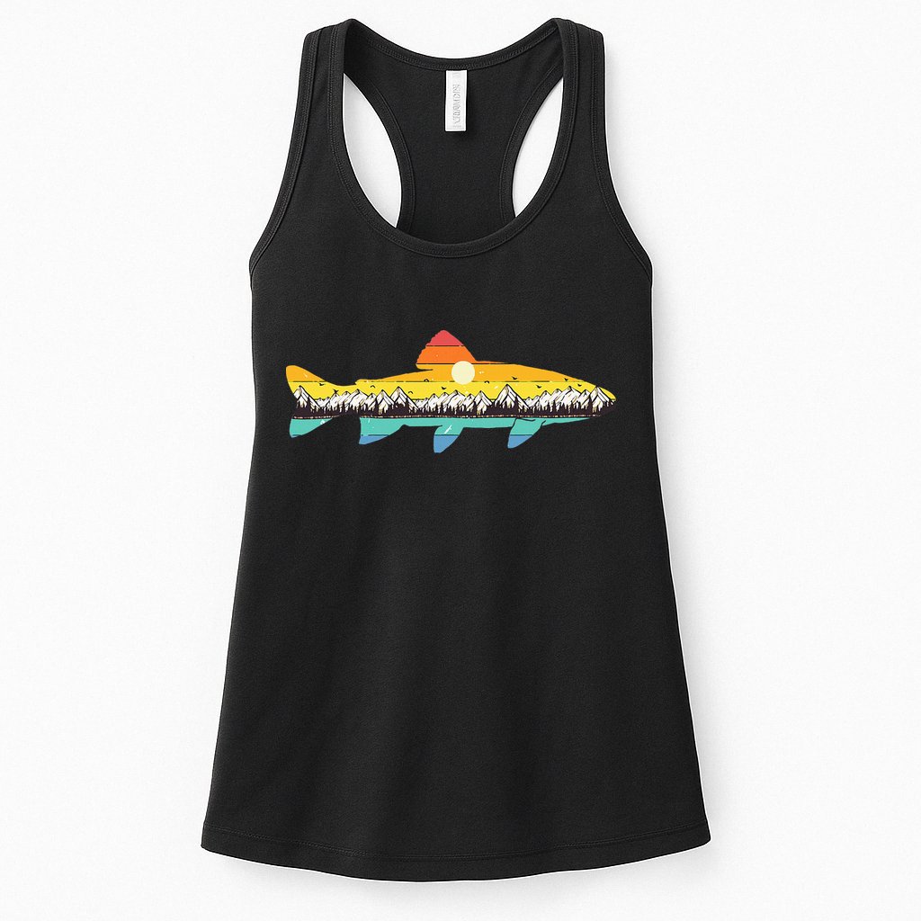Trout Fly Fishing Outdoor Forest Nature Wildlife Fisherman Womens Tank Top