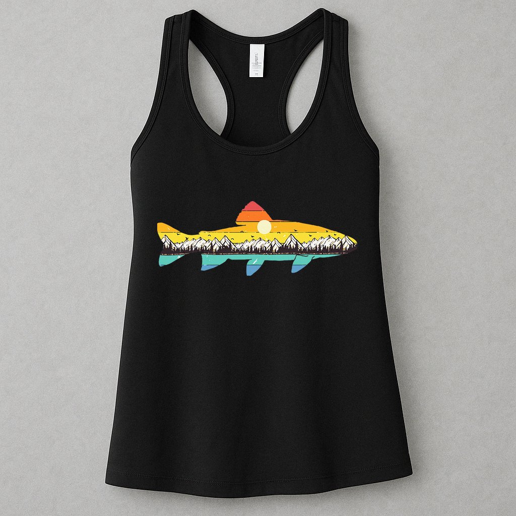 Trout Fly Fishing Outdoor Forest Nature Wildlife Fisherman Womens Tank Top