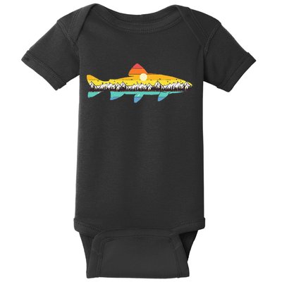 Trout Fly Fishing Outdoor Forest Nature Wildlife Fisherman Baby Bodysuit