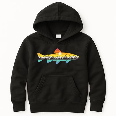 Trout Fly Fishing Outdoor Forest Nature Wildlife Fisherman Kids Hoodie