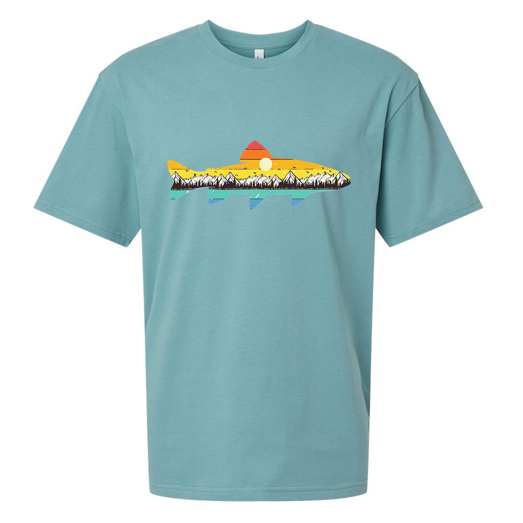 Trout Fly Fishing Outdoor Forest Nature Wildlife Fisherman Sueded Cloud Jersey T-Shirt