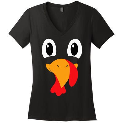 Turkey Face Funny Halloween Thanksgiving Women's V-Neck T-Shirt