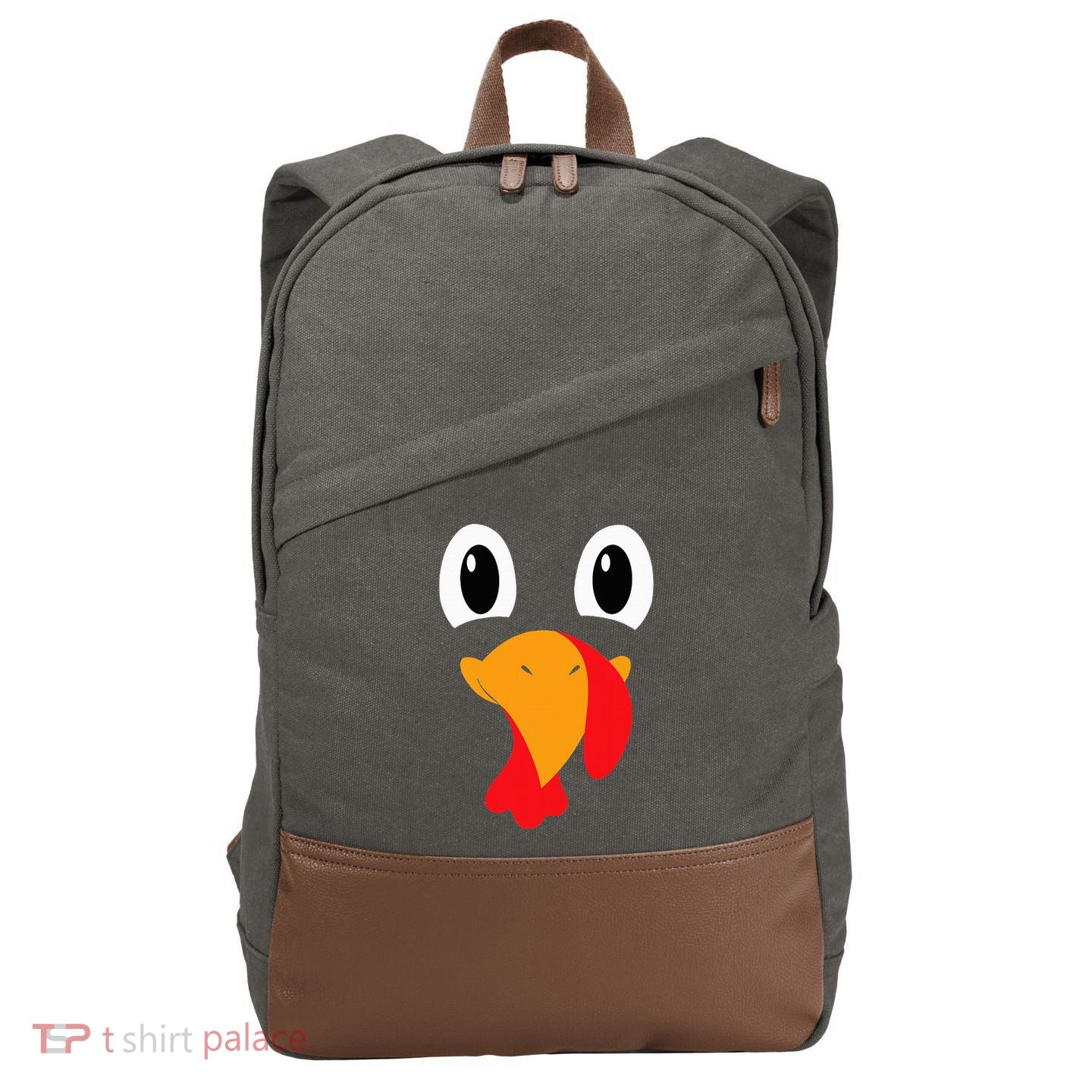 Turkey Face Funny Halloween Thanksgiving Cotton Canvas Backpack