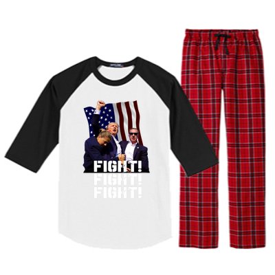 Trump Fight Fight Fight Gift Raglan Sleeve Pajama Set