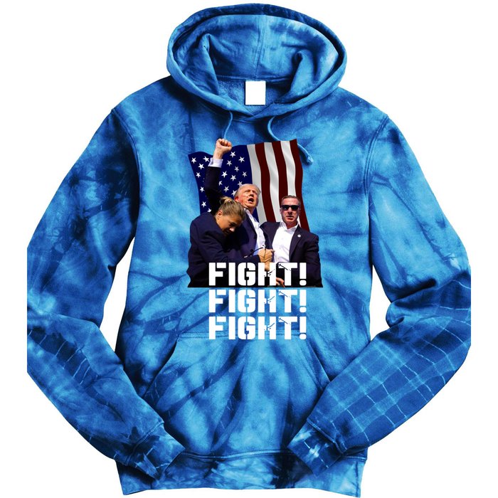 Trump Fight Fight Fight Gift Tie Dye Hoodie