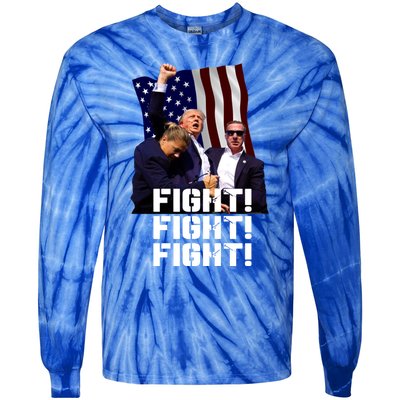 Trump Fight Fight Fight Gift Tie-Dye Long Sleeve Shirt