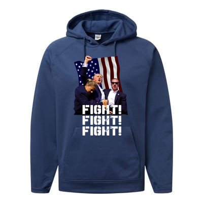 Trump Fight Fight Fight Gift Performance Fleece Hoodie