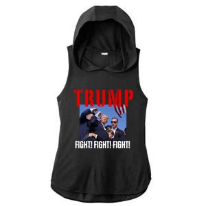 Trump Fight Fight Fight Rally Trump Fight Fight Fight Meaningful Gift Ladies PosiCharge Tri-Blend Wicking Draft Hoodie Tank