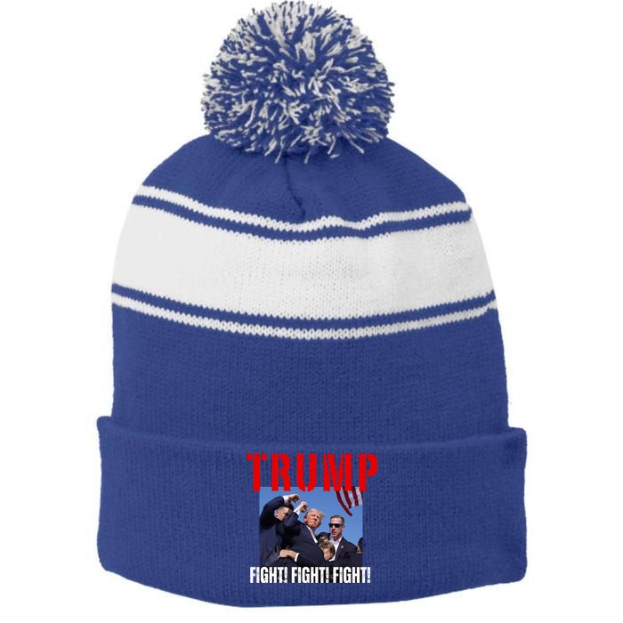 Trump Fight Fight Fight Rally Trump Fight Fight Fight Meaningful Gift Stripe Pom Pom Beanie