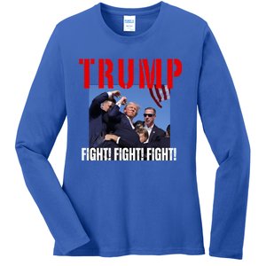 Trump Fight Fight Fight Rally Trump Fight Fight Fight Meaningful Gift Ladies Long Sleeve Shirt