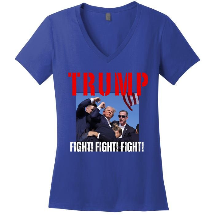 Trump Fight Fight Fight Rally Trump Fight Fight Fight Meaningful Gift Women's V-Neck T-Shirt