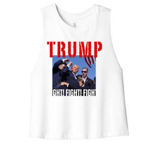 Trump Fight Fight Fight Rally Trump Fight Fight Fight Meaningful Gift Women's Racerback Cropped Tank