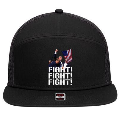 Trump Fight Fight Fight Trump Defiant Trump Shot Fist Pump 7 Panel Mesh Trucker Snapback Hat