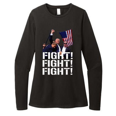 Trump Fight Fight Fight Trump Defiant Trump Shot Fist Pump Womens CVC Long Sleeve Shirt