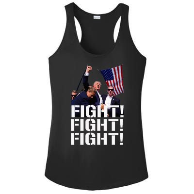 Trump Fight Fight Fight Trump Defiant Trump Shot Fist Pump Ladies PosiCharge Competitor Racerback Tank