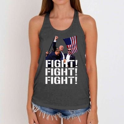 Trump Fight Fight Fight Trump Defiant Trump Shot Fist Pump Women's Knotted Racerback Tank