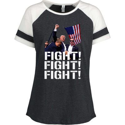 Trump Fight Fight Fight Trump Defiant Trump Shot Fist Pump Enza Ladies Jersey Colorblock Tee