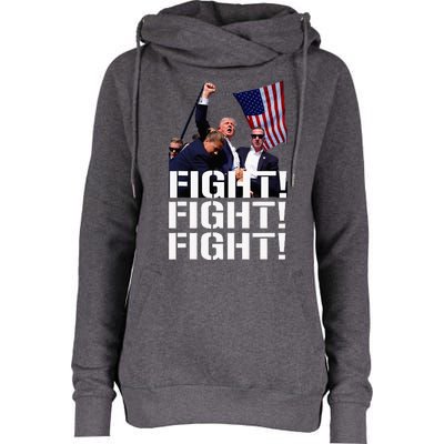 Trump Fight Fight Fight Trump Defiant Trump Shot Fist Pump Womens Funnel Neck Pullover Hood