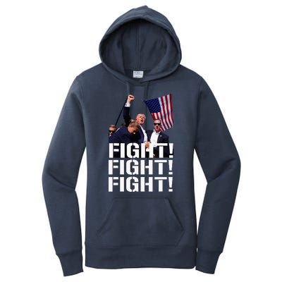 Trump Fight Fight Fight Trump Defiant Trump Shot Fist Pump Women's Pullover Hoodie