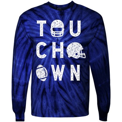 Touchdown Funny Football Mom Cheer Football Player Tie-Dye Long Sleeve Shirt