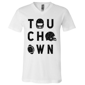 Touchdown Funny Football Mom Cheer Football Player V-Neck T-Shirt