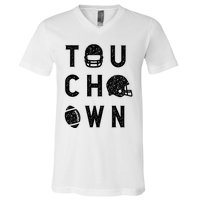 Touchdown Funny Football Mom Cheer Football Player V-Neck T-Shirt