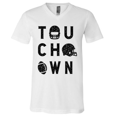 Touchdown Funny Football Mom Cheer Football Player V-Neck T-Shirt