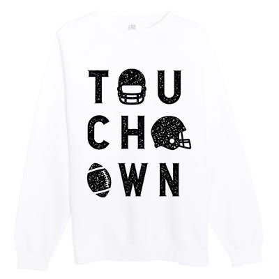 Touchdown Funny Football Mom Cheer Football Player Premium Crewneck Sweatshirt