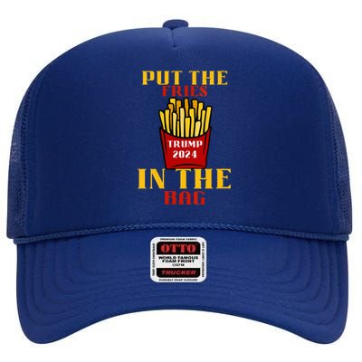 Trump Fast Food Put The Fries In The Bag 2024 High Crown Mesh Back Trucker Hat