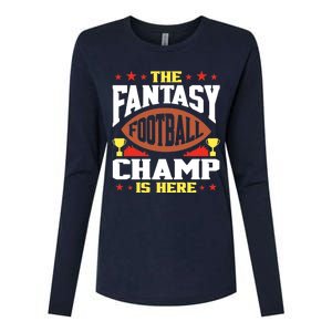 The Fantasy Football Champ Is Here Champion Draft League Premium Womens Cotton Relaxed Long Sleeve T-Shirt