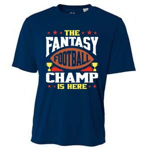 The Fantasy Football Champ Is Here Champion Draft League Premium Cooling Performance Crew T-Shirt