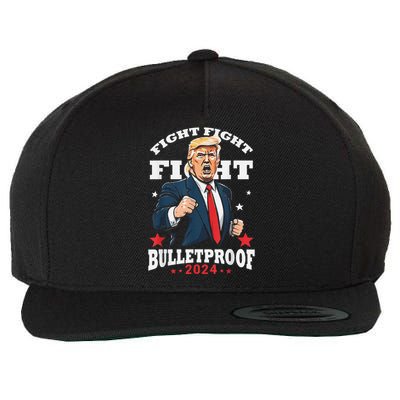 Trump Fight Fight Fight Bullet Proof 2024 Election Wool Snapback Cap