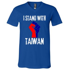 Taiwan Flag Fist Taiwanese Flag Colors I Stand With Taiwan Gift V-Neck T-Shirt