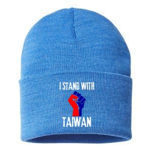 Taiwan Flag Fist Taiwanese Flag Colors I Stand With Taiwan Gift Sustainable Knit Beanie