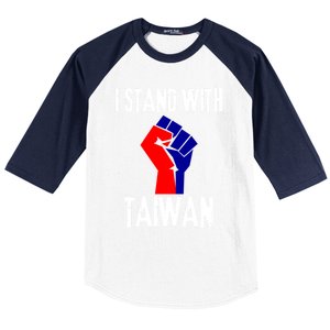 Taiwan Flag Fist Taiwanese Flag Colors I Stand With Taiwan Gift Baseball Sleeve Shirt