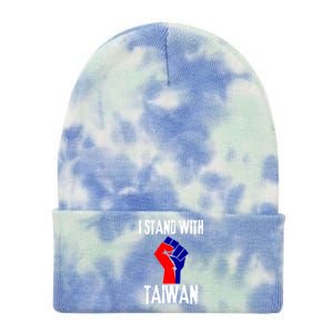 Taiwan Flag Fist Taiwanese Flag Colors I Stand With Taiwan Gift Tie Dye 12in Knit Beanie