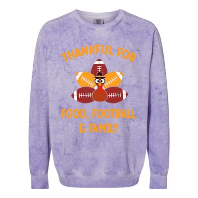 Thankful For Food Football Family Thanksgiving Turkey Colorblast Crewneck Sweatshirt