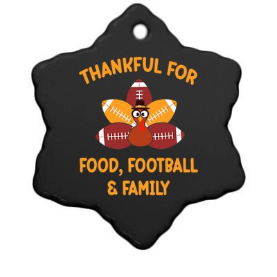 Thankful For Food Football Family Thanksgiving Turkey Ceramic Star Ornament