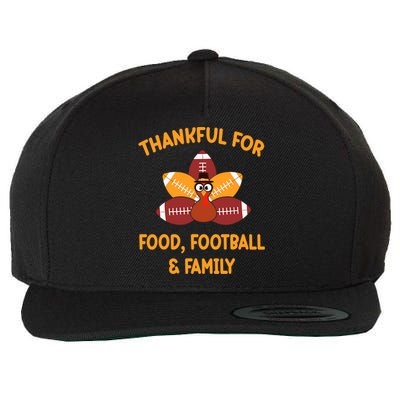 Thankful For Food Football Family Thanksgiving Turkey Wool Snapback Cap