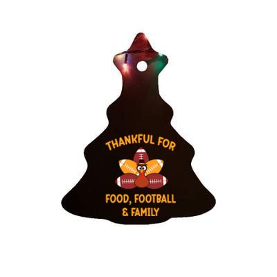 Thankful For Food Football Family Thanksgiving Turkey Ceramic Tree Ornament