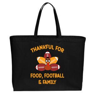 Thankful For Food Football Family Thanksgiving Turkey Cotton Canvas Jumbo Tote